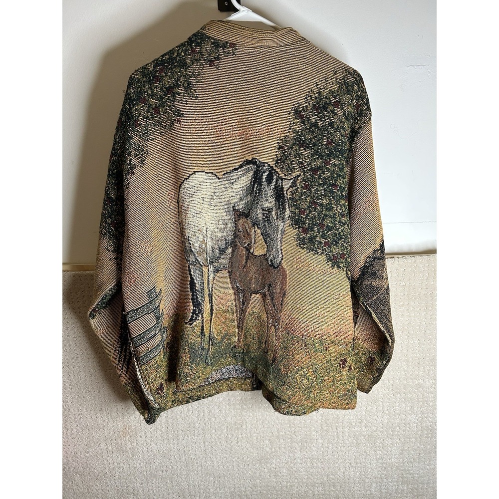 Sugar Street Weavers Vintage Cardigan Sweater XL  Horse Tapestry EUC - Picture 10 of 16